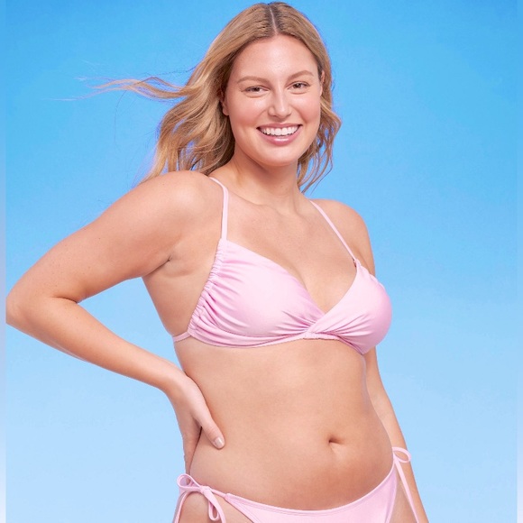 Wild Fable Twist-Front Bralette Bikini Top in Light Pink Lure, Women's Size XL. - Picture 6 of 6
